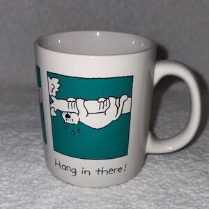 American Greetings hang in there White Mug with Cat and Teal Design